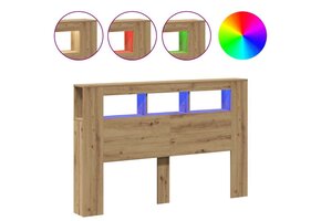 vidaXL Hoofdeinde met LED - Artisanaal Eiken - 41% Korting