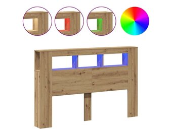 vidaXL Hoofdeinde met LED 160x18,5x103,5 cm hout artisanaal eikenkleur
