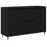 vidaXL Dressoir met lade Zwart eiken 101.5 x 35 x 70 cm Bewerkt hout