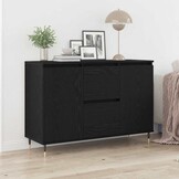 vidaXL Dressoir met lade Zwart eiken 101.5 x 35 x 70 cm Bewerkt hout