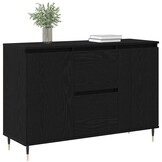 vidaXL Dressoir met lade Zwart eiken 101.5 x 35 x 70 cm Bewerkt hout