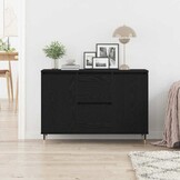 vidaXL Dressoir met lade Zwart eiken 101.5 x 35 x 70 cm Bewerkt hout