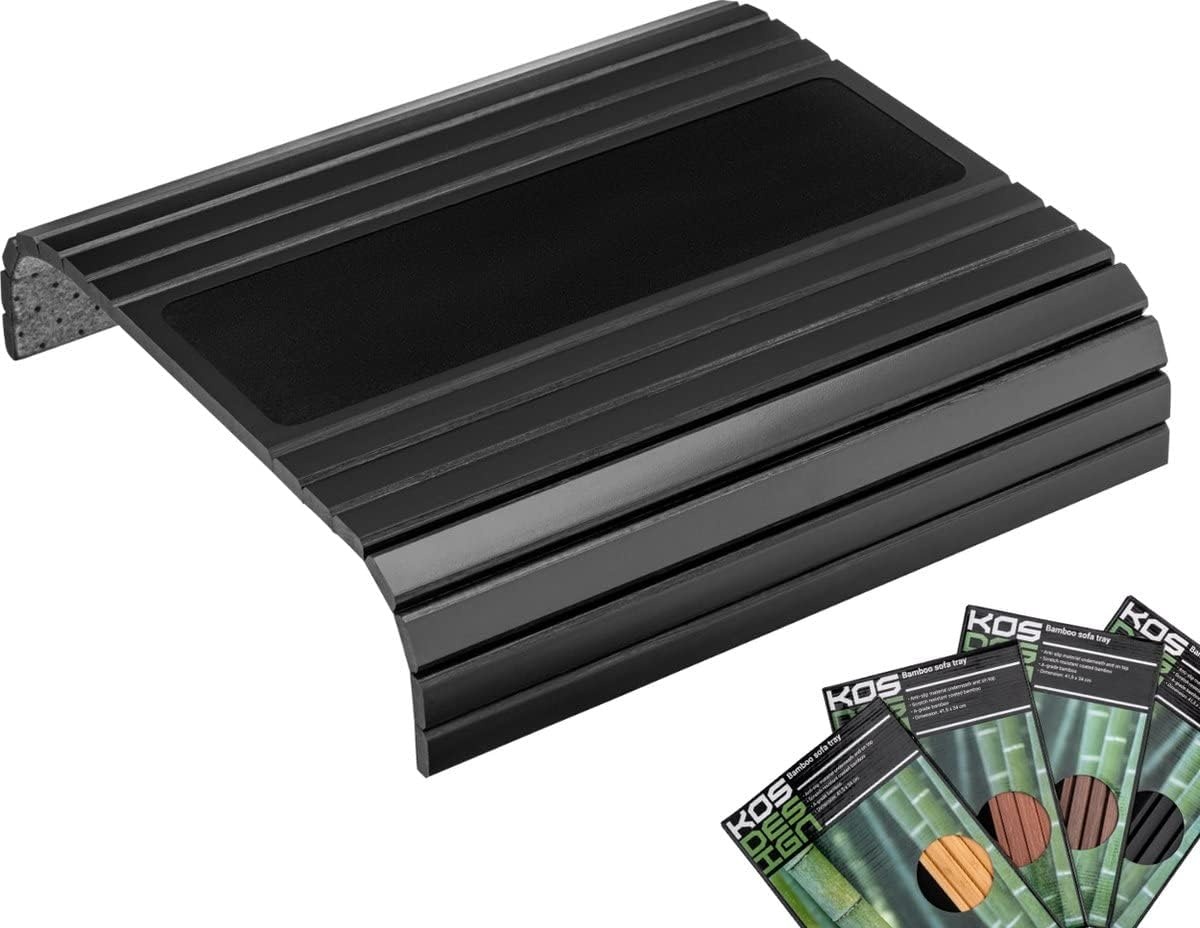 Bamboe dienblad tafel voor over de Armleuning van bank of stoel, met Anti-Slip.De Natuurlijke Kleur Past Goed in elk Interieur. (Zwart)