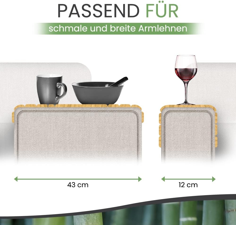 Bamboe dienblad tafel voor over de Armleuning van bank of stoel, met Anti-Slip.De Natuurlijke Kleur Past Goed in elk Interieur. (Zwart)