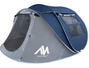 Pop-up tent voor 3-4 personen, werptent met groot dakraam, automatische strandtent, voor 4 personen, waterdichte strandtent, festivaltent, snel op te bouwtent voor outdoor, camping, picknick,