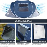 Pop-up tent voor 3-4 personen, werptent met groot dakraam, automatische strandtent, voor 4 personen, waterdichte strandtent, festivaltent, snel op te bouwtent voor outdoor, camping, picknick,