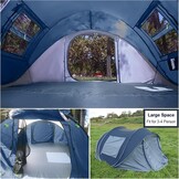 Pop-up tent voor 3-4 personen, werptent met groot dakraam, automatische strandtent, voor 4 personen, waterdichte strandtent, festivaltent, snel op te bouwtent voor outdoor, camping, picknick,