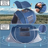 Pop-up tent voor 3-4 personen, werptent met groot dakraam, automatische strandtent, voor 4 personen, waterdichte strandtent, festivaltent, snel op te bouwtent voor outdoor, camping, picknick,