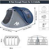 Pop-up tent voor 3-4 personen, werptent met groot dakraam, automatische strandtent, voor 4 personen, waterdichte strandtent, festivaltent, snel op te bouwtent voor outdoor, camping, picknick,