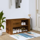 vidaXL Schoenenkast 80x35x45 cm bewerkt hout bruin eikenkleur