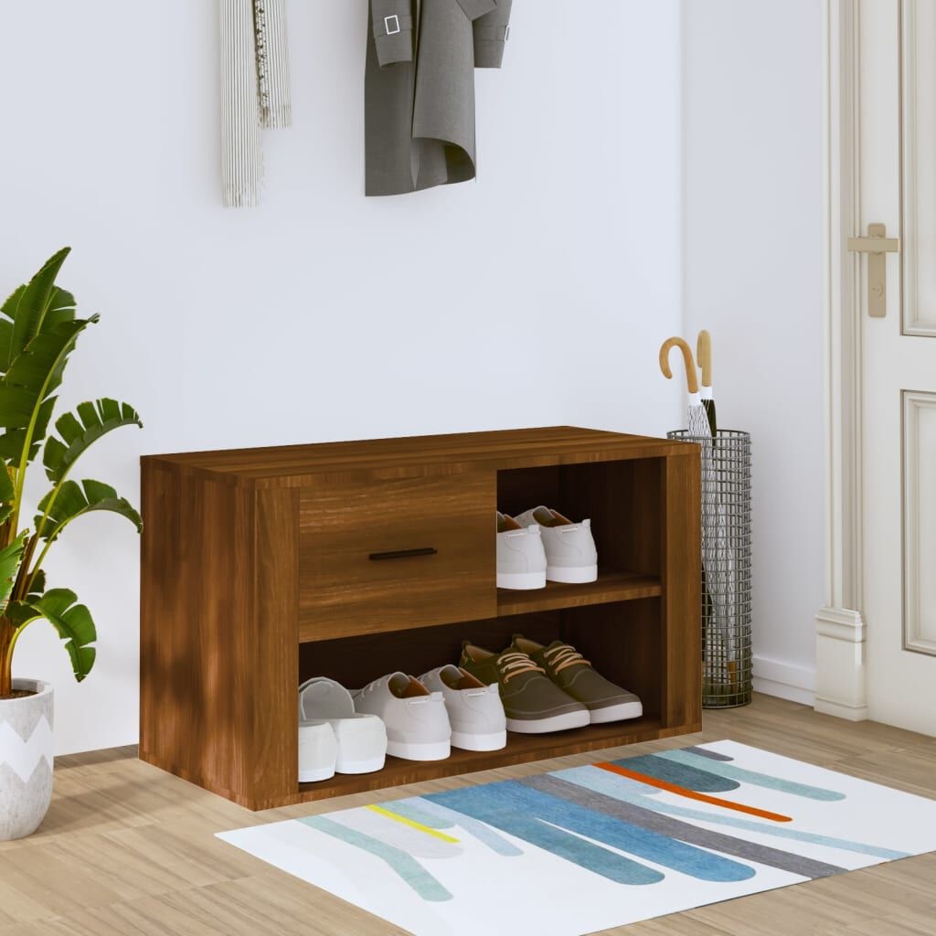vidaXL Schoenenkast 80x35x45 cm bewerkt hout bruin eikenkleur
