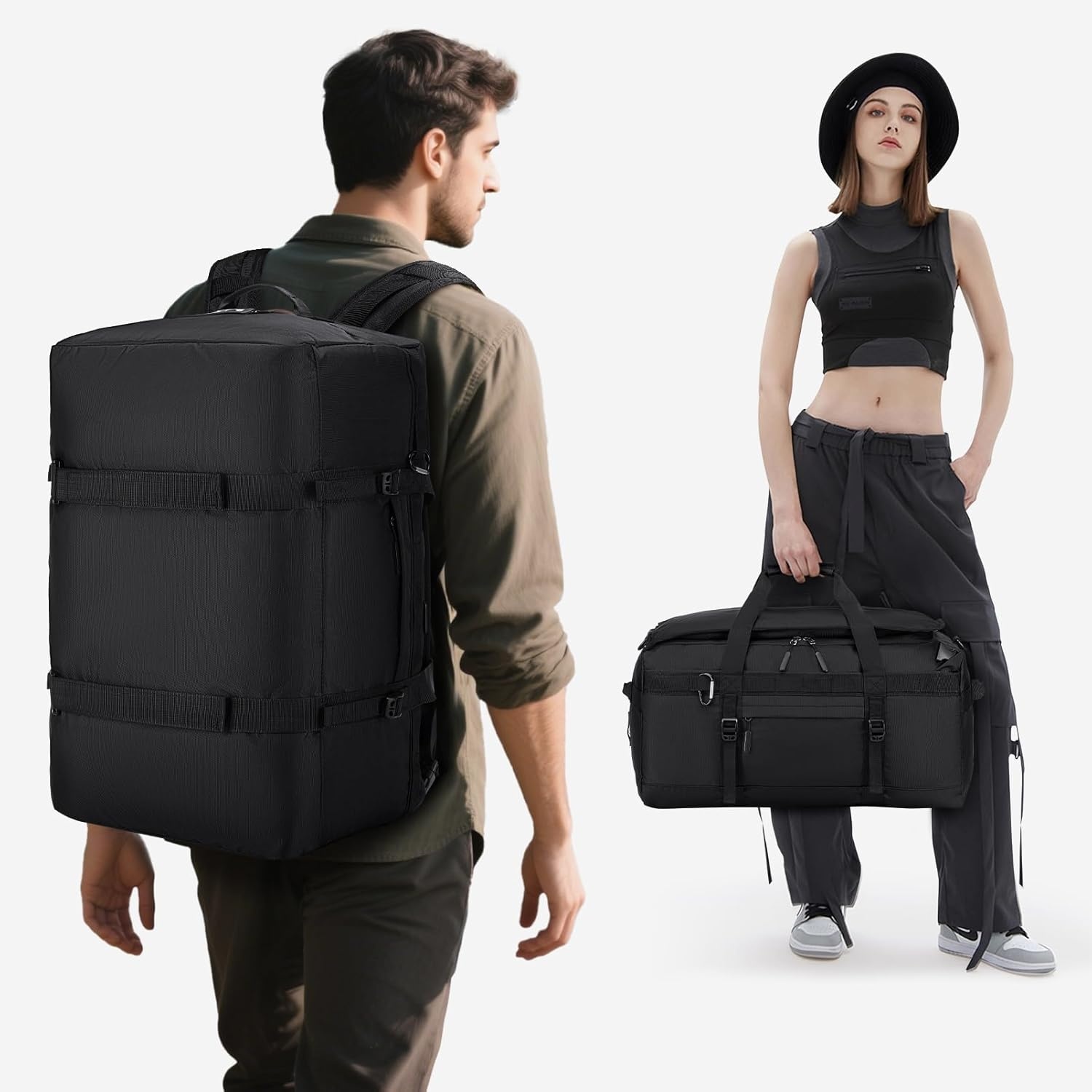 55x35x25cm KLM Draag Bagage Tas Voor Vliegtuig 3 IN 1 Reistas Waterdichte Oxford Reisrugzak Cabinetas 50L Draag op Bagage Weekender Rugzak Koffer Met Natte Tas Voor Reizen