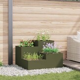 vidaXL Tuin Bloempot Olijfgroen 80 x 80 x 60 cm Staal