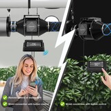 Aygrochy Afvoerluchtset voor Tente de Culture Hydroponique, 100 mm ventilator met wifi-app, temperatuur- en vochtigheidsregelaar, koolstoffilter en afvoerslang voor gordijnen.