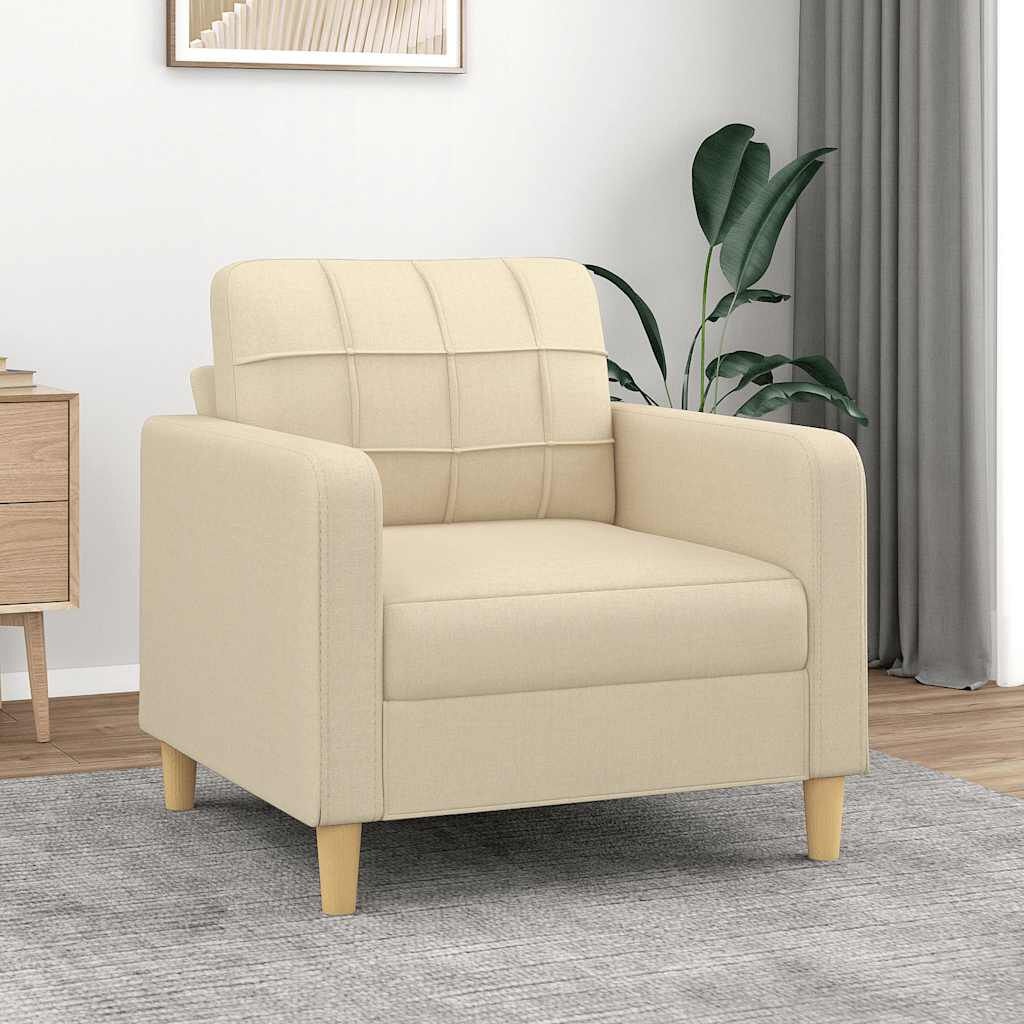 vidaXL Fauteuil 60 cm stof crèmekleurig