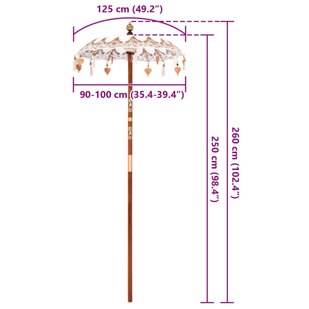 Balinese Parasol Crème 90x260cm - 34% Korting!