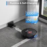 Tikom G8000 Pro Robotstofzuiger met dweilfunctie, 2-in-1, robotstofzuiger, 4500 Pa sterke zuigkracht, robotstofzuiger, oplaadbaar, wifi, max. 150 minuten, voor dierenharen, tapijt, harde vloeren