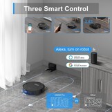 Tikom G8000 Pro Robotstofzuiger met dweilfunctie, 2-in-1, robotstofzuiger, 4500 Pa sterke zuigkracht, robotstofzuiger, oplaadbaar, wifi, max. 150 minuten, voor dierenharen, tapijt, harde vloeren