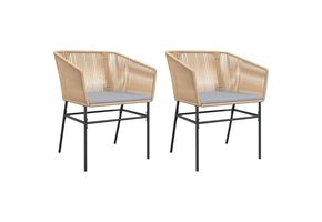 Tuinstoelen (2 st.) met kussens, polyrattan bruin - 47% Korting