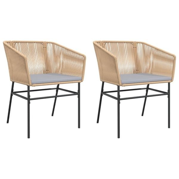 vidaXL Tuinstoelen 2 st met kussens poly rattan bruin