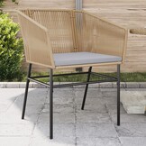vidaXL Tuinstoelen 2 st met kussens poly rattan bruin