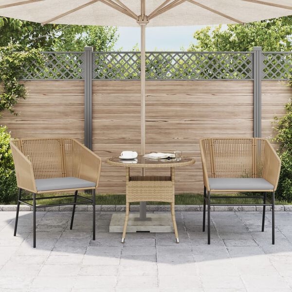vidaXL Tuinstoelen 2 st met kussens poly rattan bruin
