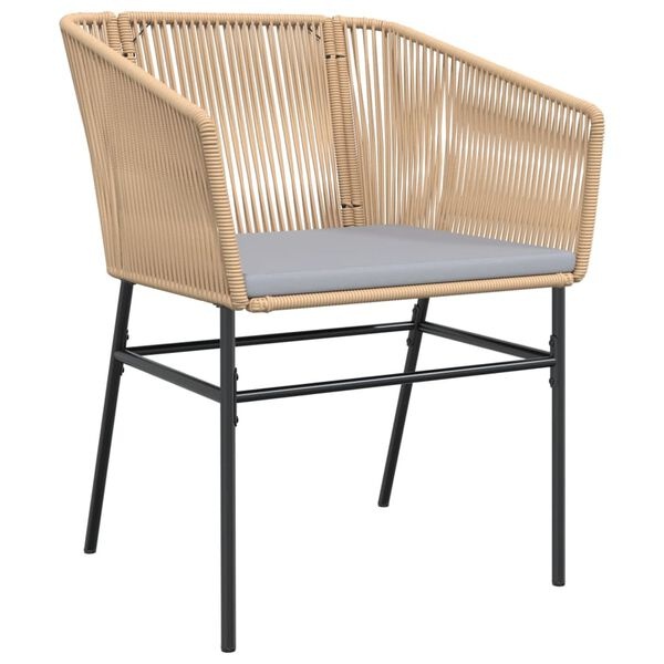 vidaXL Tuinstoelen 2 st met kussens poly rattan bruin