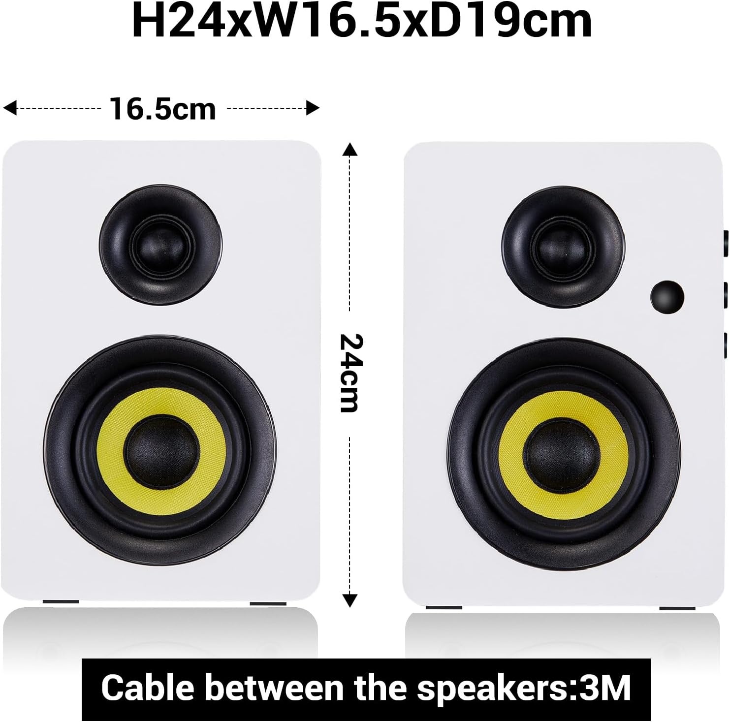 Sanyun SW206 80W Actieve Boekenplankluidsprekers, Wit, Dual-Mode Studio & HiFi