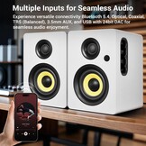 Sanyun SW206 80W Actieve Boekenplankluidsprekers, Wit, Dual-Mode Studio & HiFi