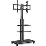 FITUEYES tv standaard verrijdbaar met hout-voet voor 32-70 inch, Draaibaar & Hoogte verstelbaar tv stand trolley wheel, universal vloerstandaard op wielen Max VESA 600x400mm