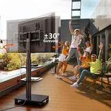FITUEYES tv standaard verrijdbaar met hout-voet voor 32-70 inch, Draaibaar & Hoogte verstelbaar tv stand trolley wheel, universal vloerstandaard op wielen Max VESA 600x400mm