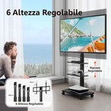 FITUEYES tv standaard verrijdbaar met hout-voet voor 32-70 inch, Draaibaar & Hoogte verstelbaar tv stand trolley wheel, universal vloerstandaard op wielen Max VESA 600x400mm