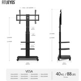 FITUEYES tv standaard verrijdbaar met hout-voet voor 32-70 inch, Draaibaar & Hoogte verstelbaar tv stand trolley wheel, universal vloerstandaard op wielen Max VESA 600x400mm