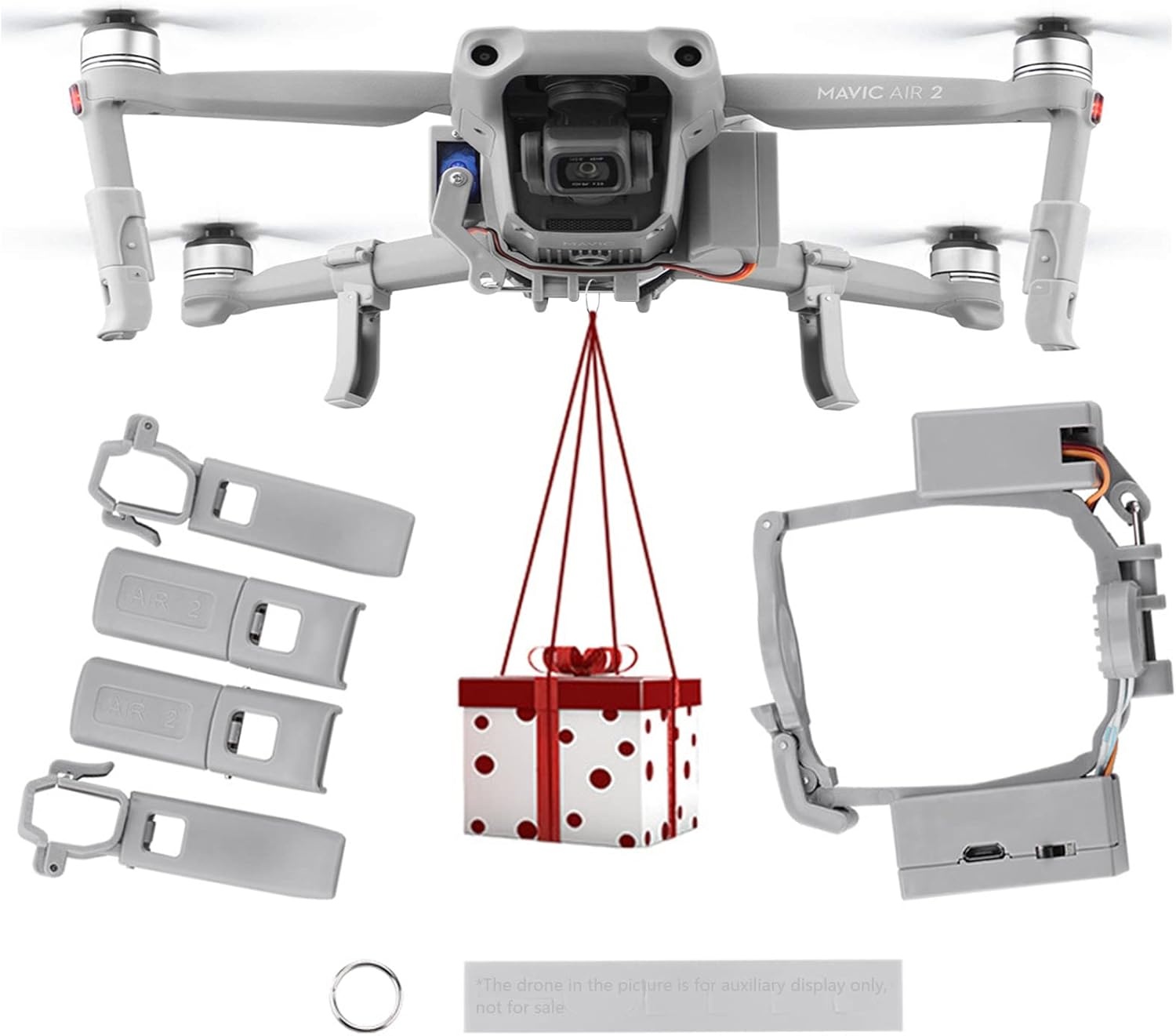Wangcl Drone Delivery Device Air Dropping System Kits met landingsgestellen voor vissen, reclame, bruiloft en meer - geschikt voor DJI Mavic Air 2 drone-accessoires