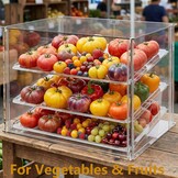 3 Tray Countertop Bakkerij Vitrine met Magnetische Achterdeuren - 52,8 cm x 40 cm x 42,9 cm Acryl Gebak Vitrine met Verwijderbare Trays & Stalen Tang, Voedsel Vitrine voor Donut Brood Cake