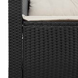 vidaXL 3-delige Loungeset met kussens poly rattan zwart
