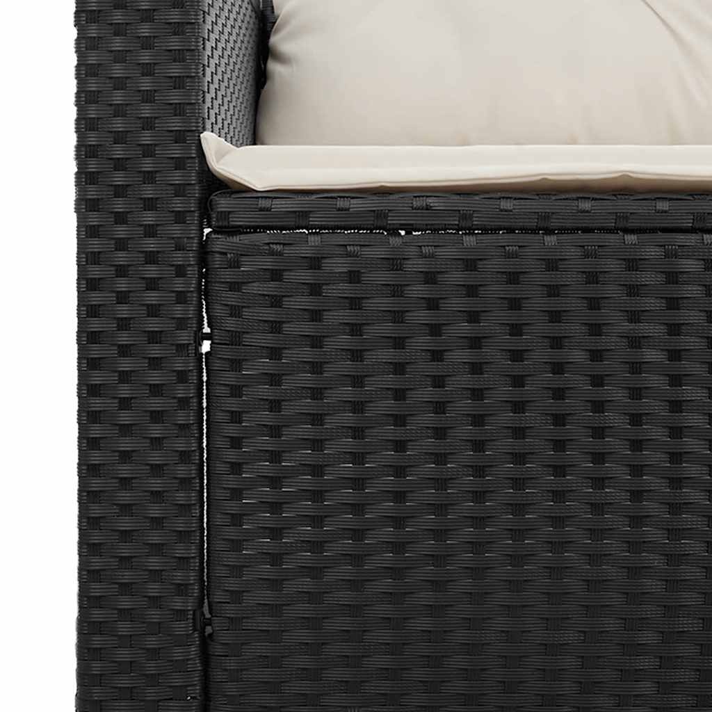 vidaXL 3-delige Loungeset met kussens poly rattan zwart