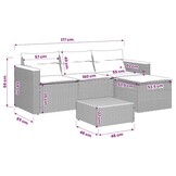 vidaXL 3-delige Loungeset met kussens poly rattan zwart