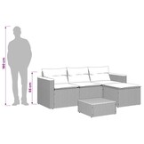 vidaXL 3-delige Loungeset met kussens poly rattan zwart