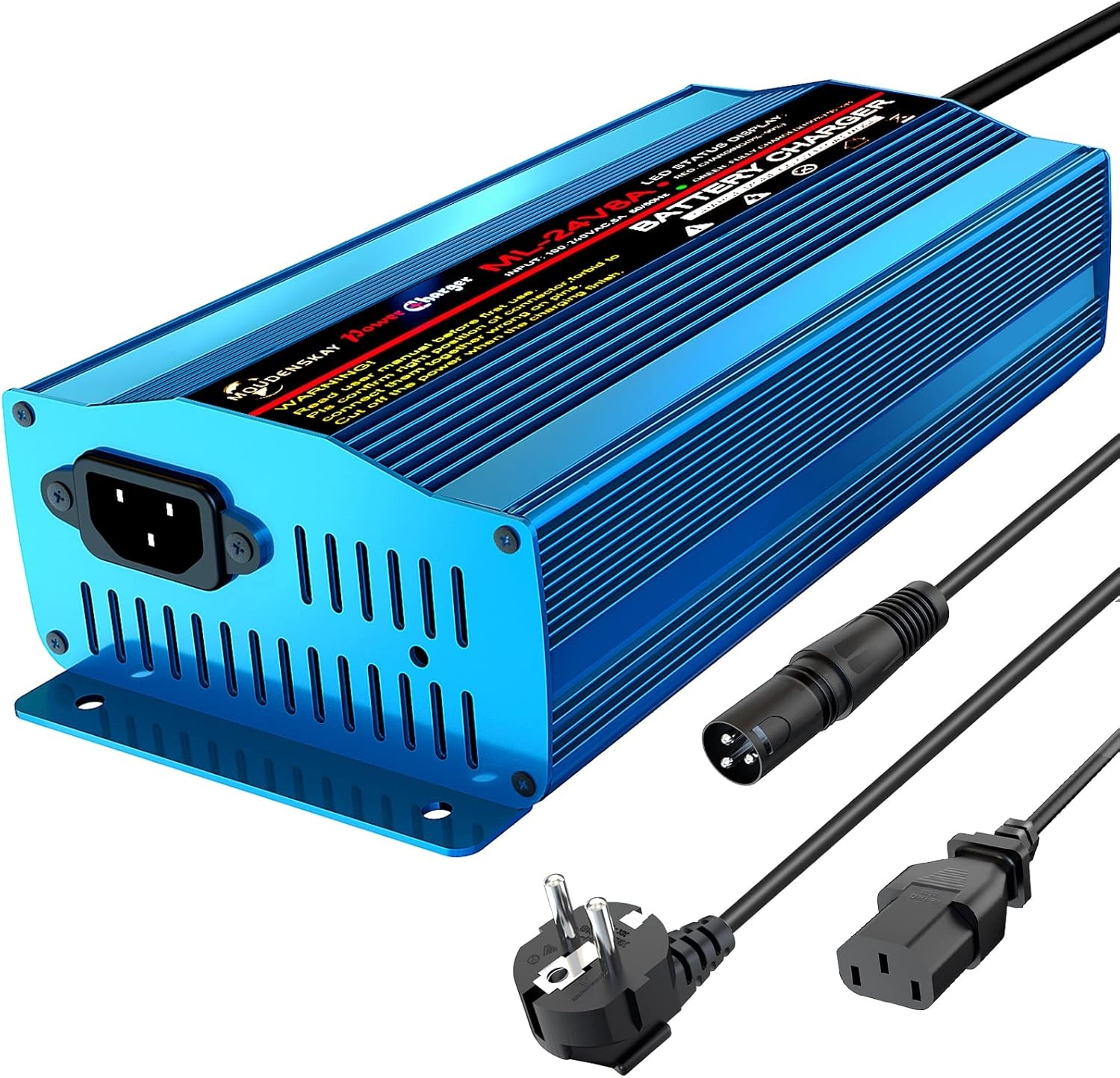 MOUDENSKAY 24V 8A Slimme Automatische Acculader met XLR Connector voor Scooter, Rolstoel, Motor, en Auto