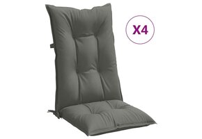 vidaXL Stoelkussens Hoge Rug Donkergrijs (4 St.) - 68% Korting!