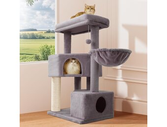 Gardner Pet Kattenboom van 105 cm voor middelgrote katten, zware kattentoren met palen van 2,8 inch en wasbare bovenzitstokken, ruimtebesparend kattenmeubilair voor appartementen, eenvoudig te