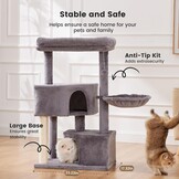 Gardner Pet Kattenboom van 105 cm voor middelgrote katten, zware kattentoren met palen van 2,8 inch en wasbare bovenzitstokken, ruimtebesparend kattenmeubilair voor appartementen, eenvoudig te