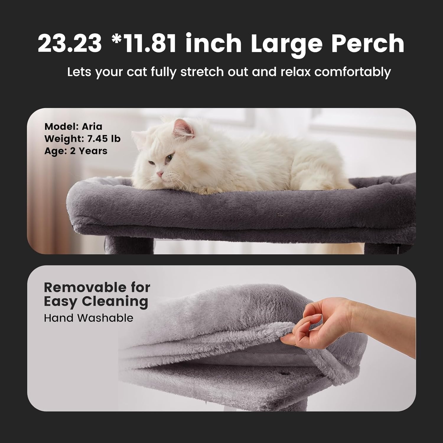 Gardner Pet Kattenboom van 105 cm voor middelgrote katten, zware kattentoren met palen van 2,8 inch en wasbare bovenzitstokken, ruimtebesparend kattenmeubilair voor appartementen, eenvoudig te