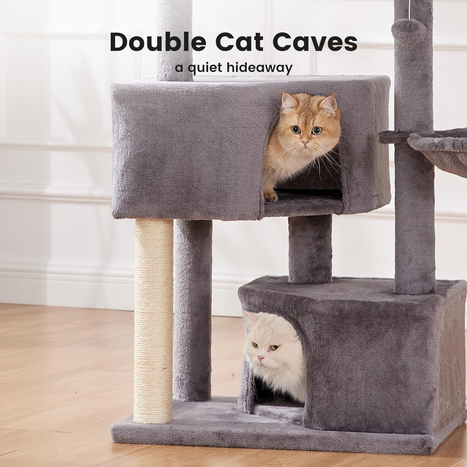 Gardner Pet Kattenboom van 105 cm voor middelgrote katten, zware kattentoren met palen van 2,8 inch en wasbare bovenzitstokken, ruimtebesparend kattenmeubilair voor appartementen, eenvoudig te
