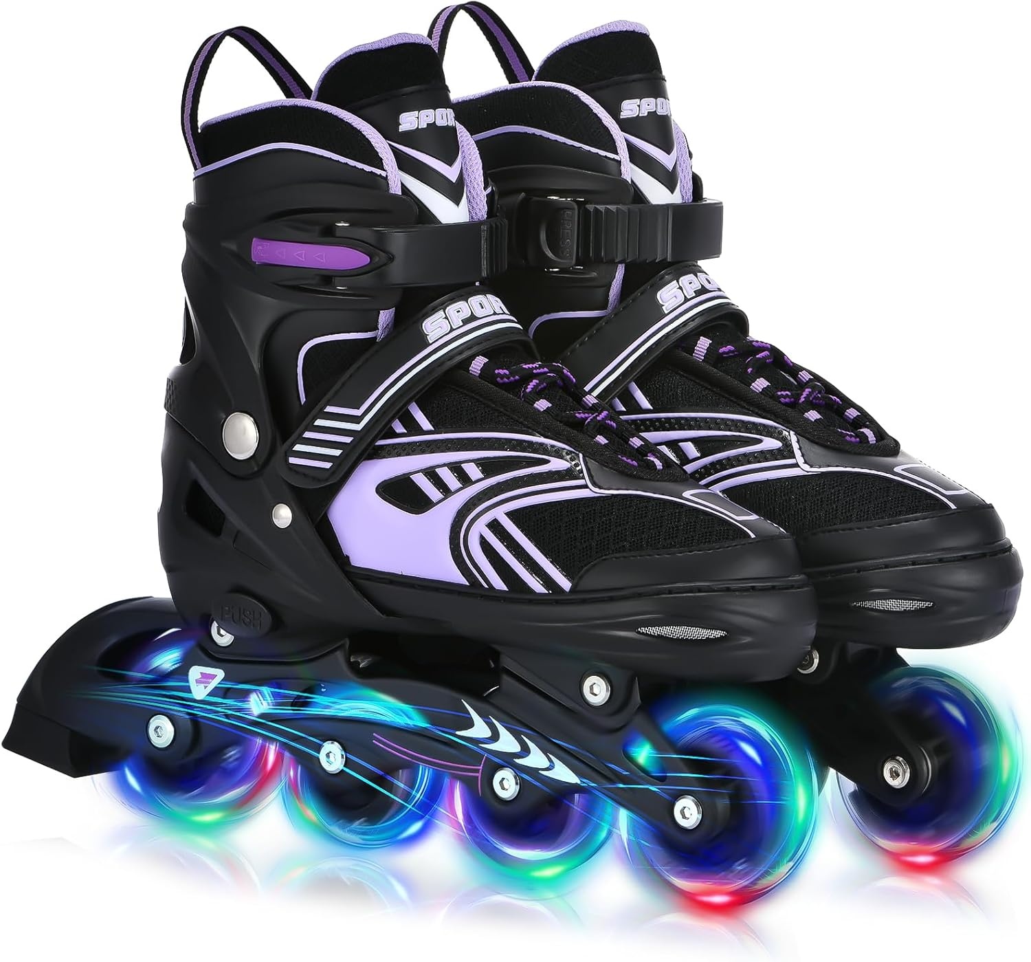 TOMSHOO Inlineskates, rolschaatsen, inline skates met 4 maten verstelbaar, led-wielen, meerdere maatopties, inline skates voor kinderen, volwassenen, jongens en meisjes