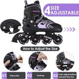 TOMSHOO Inlineskates, rolschaatsen, inline skates met 4 maten verstelbaar, led-wielen, meerdere maatopties, inline skates voor kinderen, volwassenen, jongens en meisjes