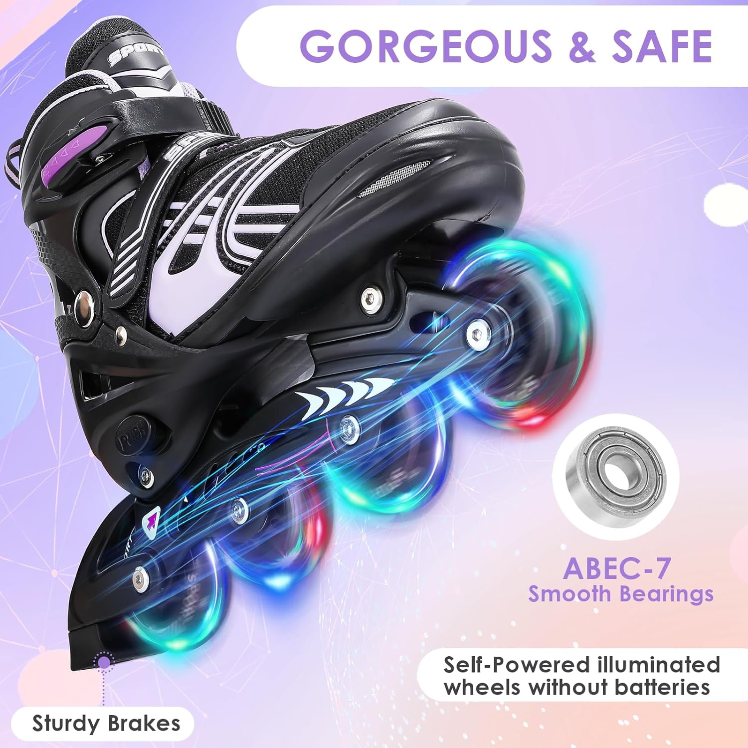 TOMSHOO Inlineskates, rolschaatsen, inline skates met 4 maten verstelbaar, led-wielen, meerdere maatopties, inline skates voor kinderen, volwassenen, jongens en meisjes
