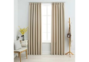 Verduisterende Gordijnen met Haken (2 stuks) - Beige - 57% Korting