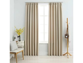 vidaXL Gordijnen verduisterend met haken 2 st 140x245 cm beige